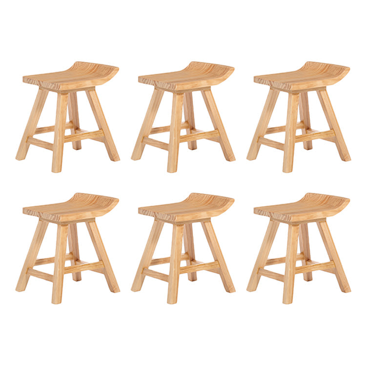 Restaurant Modern Simple Barstool Wood 4 Legs Bar Stool with Pedal Wood 6 Piece Set Short Stool(18"H) Clearhalo 'Bar Furniture' 'Bar Stools' 'bar_stools' 'furn' 'furn_bar_stools' 'Furniture' 'Kitchen & Dining Furniture' 5185710