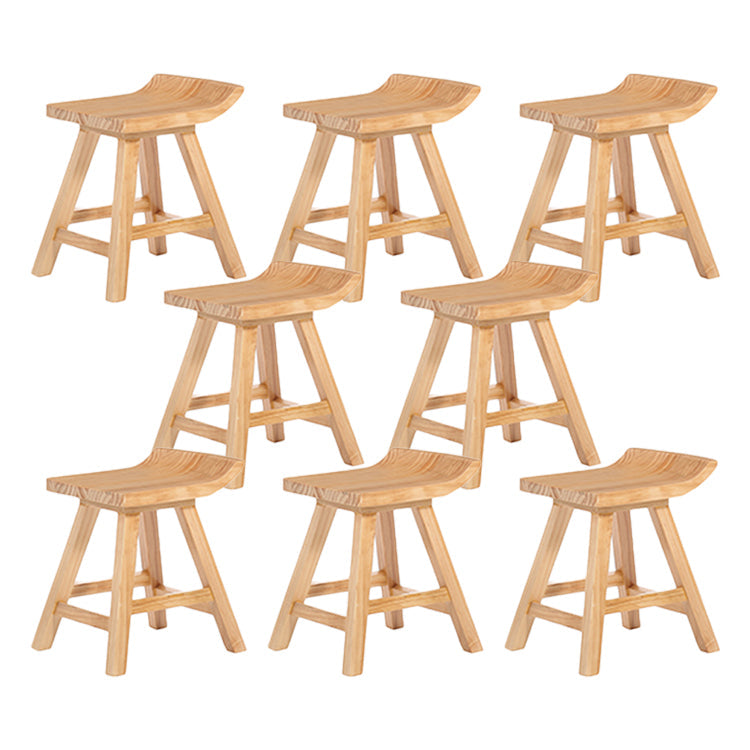 Restaurant Modern Simple Barstool Wood 4 Legs Bar Stool with Pedal Wood 8 Piece Set Short Stool(18"H) Clearhalo 'Bar Furniture' 'Bar Stools' 'bar_stools' 'furn' 'furn_bar_stools' 'Furniture' 'Kitchen & Dining Furniture' 5185712