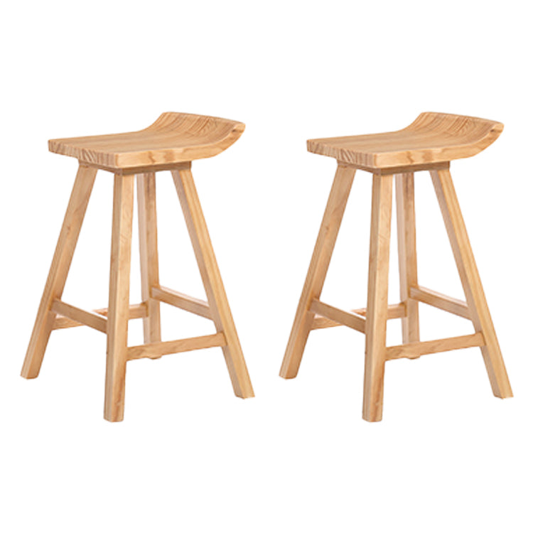 Restaurant Modern Simple Barstool Wood 4 Legs Bar Stool with Pedal Wood 2 Piece Set Counter Stool(26"H) Clearhalo 'Bar Furniture' 'Bar Stools' 'bar_stools' 'furn' 'furn_bar_stools' 'Furniture' 'Kitchen & Dining Furniture' 5185714