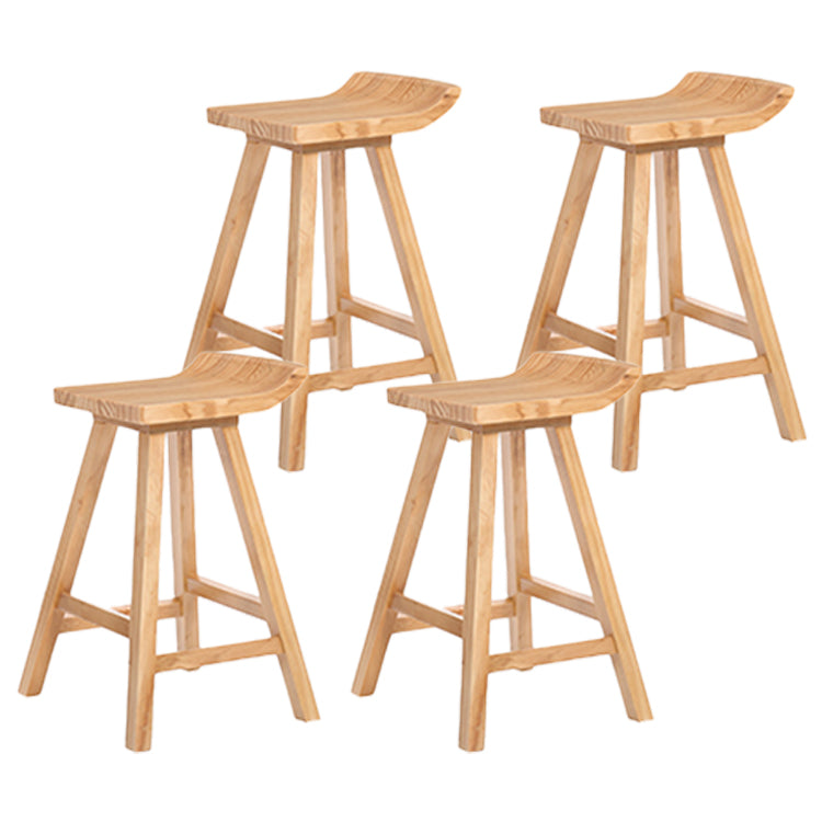 Restaurant Modern Simple Barstool Wood 4 Legs Bar Stool with Pedal Wood 4 Piece Set Counter Stool(26"H) Clearhalo 'Bar Furniture' 'Bar Stools' 'bar_stools' 'furn' 'furn_bar_stools' 'Furniture' 'Kitchen & Dining Furniture' 5185715