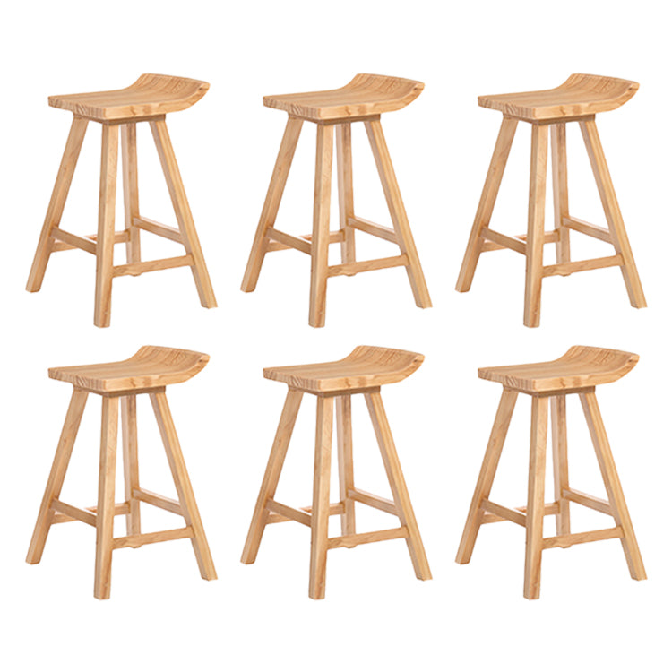 Restaurant Modern Simple Barstool Wood 4 Legs Bar Stool with Pedal Wood 6 Piece Set Counter Stool(26"H) Clearhalo 'Bar Furniture' 'Bar Stools' 'bar_stools' 'furn' 'furn_bar_stools' 'Furniture' 'Kitchen & Dining Furniture' 5185716