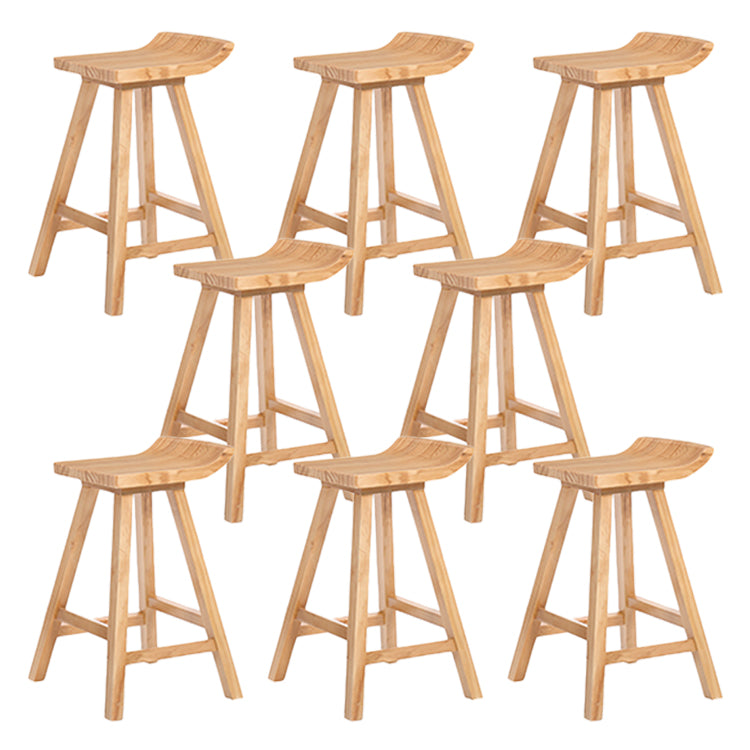 Restaurant Modern Simple Barstool Wood 4 Legs Bar Stool with Pedal Wood 8 Piece Set Counter Stool(26"H) Clearhalo 'Bar Furniture' 'Bar Stools' 'bar_stools' 'furn' 'furn_bar_stools' 'Furniture' 'Kitchen & Dining Furniture' 5185717