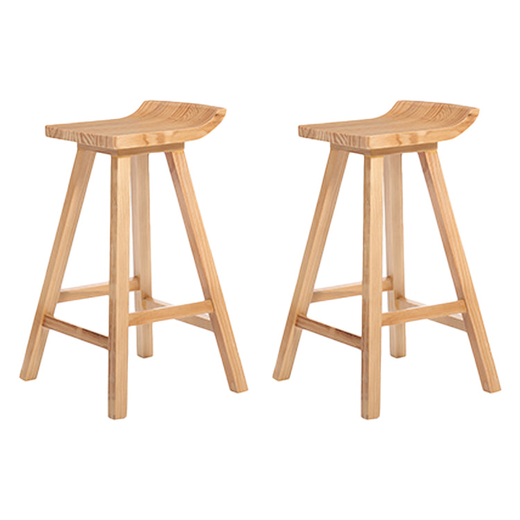 Restaurant Modern Simple Barstool Wood 4 Legs Bar Stool with Pedal Wood 2 Piece Set Bar Stool(30"H) Clearhalo 'Bar Furniture' 'Bar Stools' 'bar_stools' 'furn' 'furn_bar_stools' 'Furniture' 'Kitchen & Dining Furniture' 5185718