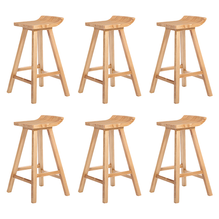 Restaurant Modern Simple Barstool Wood 4 Legs Bar Stool with Pedal Wood 6 Piece Set Bar Stool(30"H) Clearhalo 'Bar Furniture' 'Bar Stools' 'bar_stools' 'furn' 'furn_bar_stools' 'Furniture' 'Kitchen & Dining Furniture' 5185720