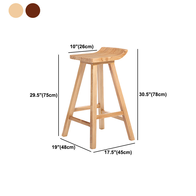 Restaurant Modern Simple Barstool Wood 4 Legs Bar Stool with Pedal Clearhalo 'Bar Furniture' 'Bar Stools' 'bar_stools' 'furn' 'furn_bar_stools' 'Furniture' 'Kitchen & Dining Furniture' 5185723