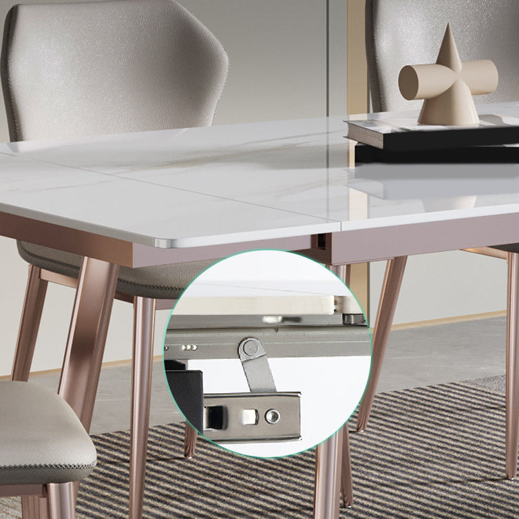 Nordisches Esszimmer-Set mit gesinterter Steinplatte, rechteckig, 1/4/5/7-teilig, ausziehbares Tischset