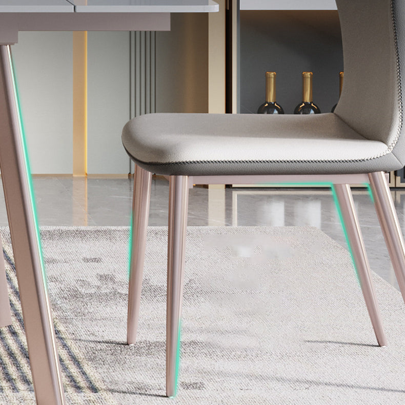 Nordisches Esszimmer-Set mit gesinterter Steinplatte, rechteckig, 1/4/5/7-teilig, ausziehbares Tischset