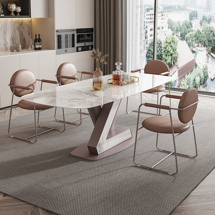 Luxury Sintered Stone Top Dining Set Rectangle 1/5/7 Pieces Dining Room Table Set