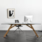 Table à manger en verre en verre moderne avec base en bois massif