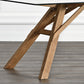 Table à manger en verre en verre moderne avec base en bois massif