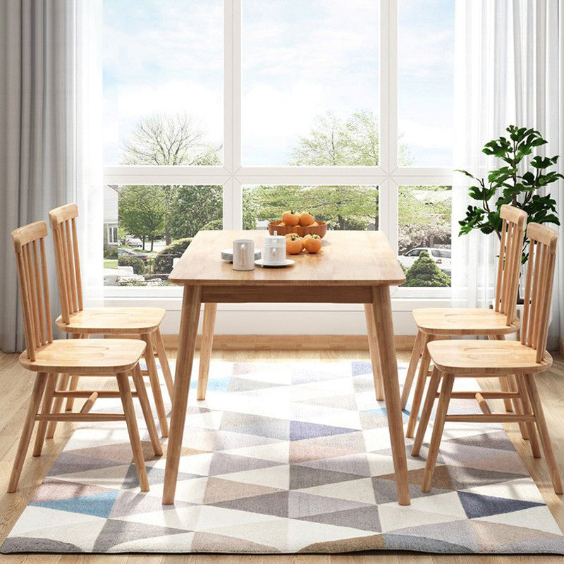 Rectangle 4 jambes Table moderne Couleur de bois clair Tableau fixe du bois massif en bois de chêne