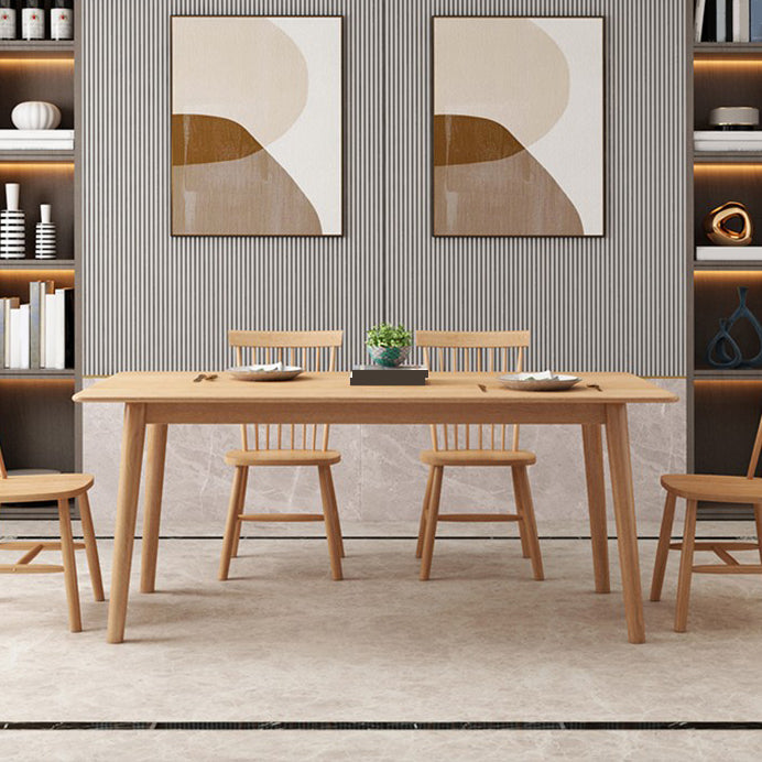 Rectangle 4 jambes Table moderne Couleur de bois clair Tableau fixe du bois massif en bois de chêne