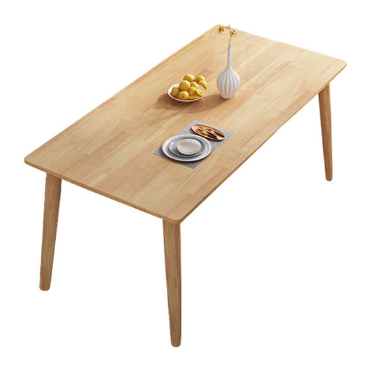 Rectangle 4 Legs Modern Table Light Wood Color Fixed Table of Oakwood Solid Wood 47.2"L x 29.5"W x 29.5"H Without Chairs