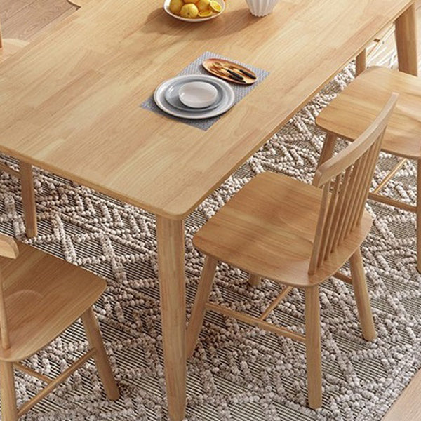 Rectangle 4 jambes Table moderne Couleur de bois clair Tableau fixe du bois massif en bois de chêne
