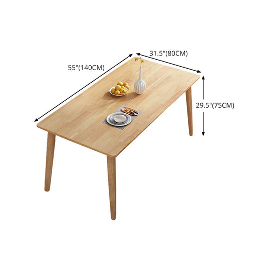 Rectángulo 4 patas mesa moderna color de madera clara mesa fija de madera sólida de roble