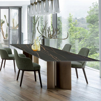 Tavolo da pranzo rettangolo in pietra sinterizzato tavolo da cucina industriale con 4 gambe