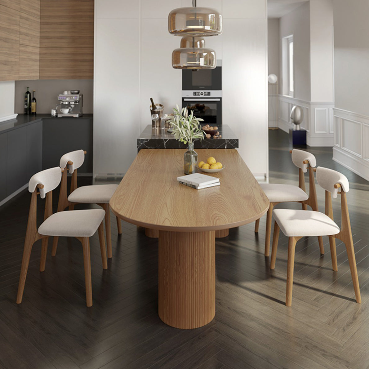 Mesa de comedor de madera sólida mesa de cena de estilo contemporáneo para la cena de cocina en casa