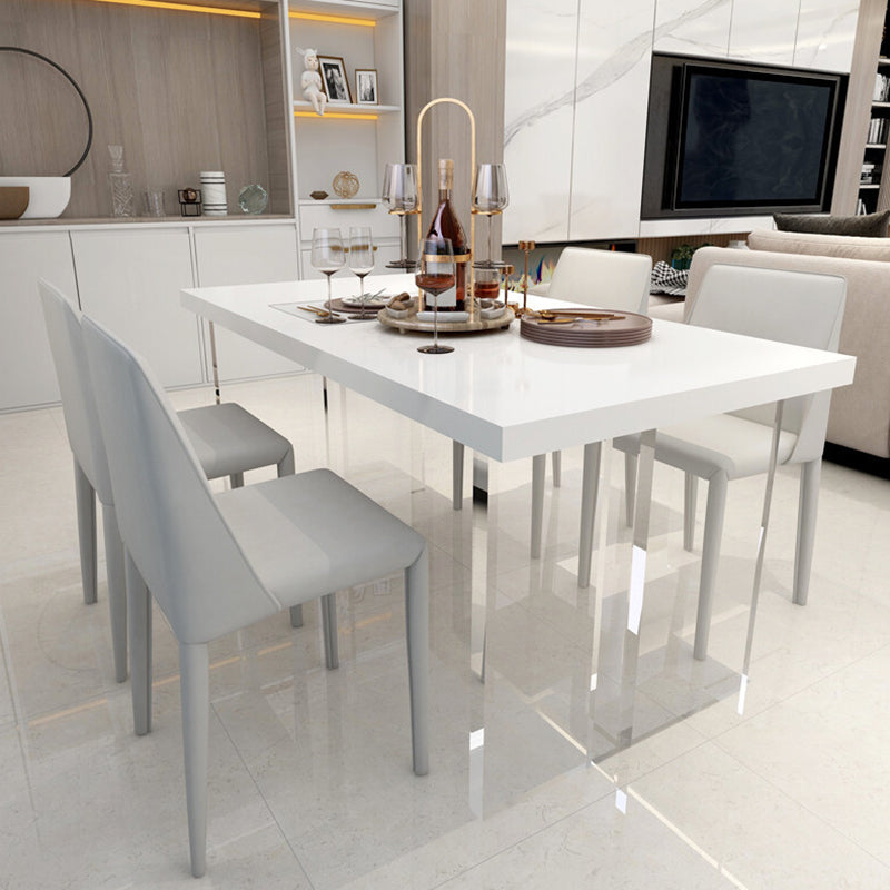 Sintered Stone Top Acrylic Base Dining Table Contemporary Rectangle Table for Home