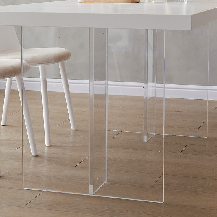 Sintered Stone Top Acrylic Base Dining Table Contemporary Rectangle Table for Home