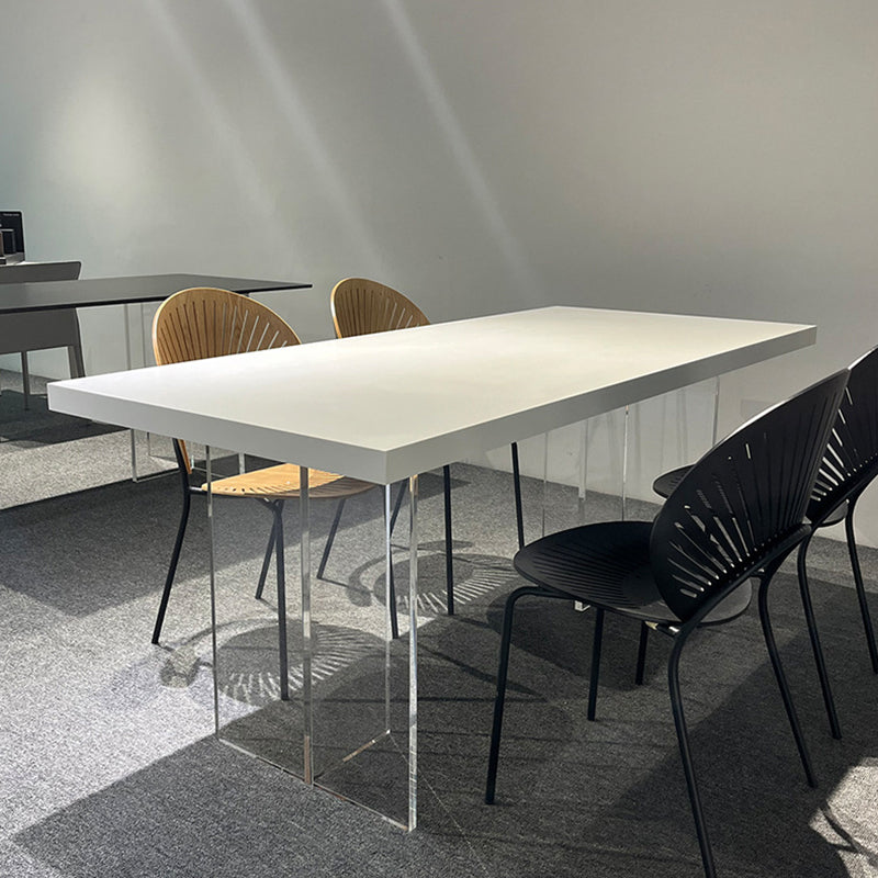 Sintered Stone Top Acrylic Base Dining Table Contemporary Rectangle Table for Home