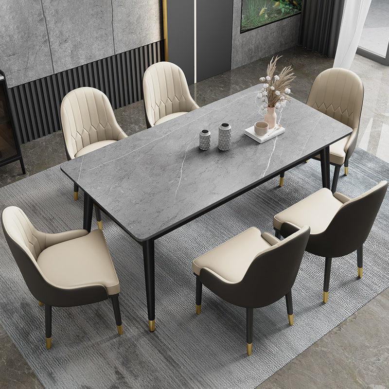 Table à manger en pierre de style glamour 4 table de jambes en métal.