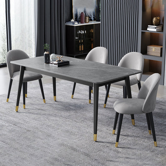 Glam Style Stone Top Dining Table 4 Metal Legs Table Home Rectangle Dining Table Gray 47.2"L x 23.6"W x 29.5"H Without Chairs