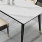 Table à manger en pierre de style glamour 4 table de jambes en métal.