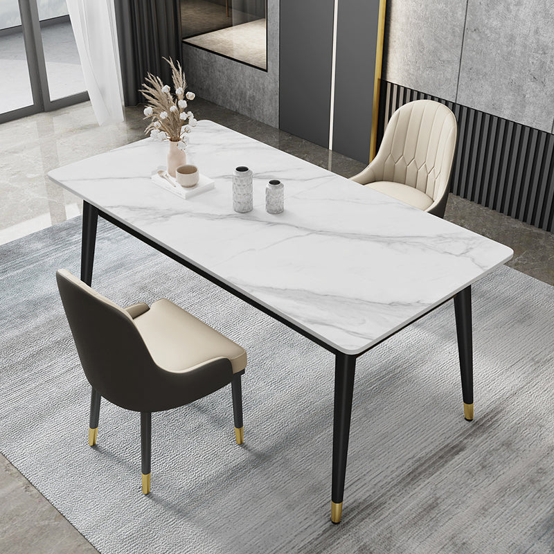 Table à manger en pierre de style glamour 4 table de jambes en métal.