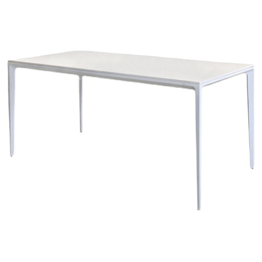 Modern Rectangle Dining Table Sintered Stone Top 4 Metal Legs Dining Room Table White Without Chairs Clearhalo 'Dining Tables & Seating' 'Dining Tables' 'dining_table' 'furn' 'furn_dining_table' 'Furniture' 'Kitchen & Dining Furniture' 5186029