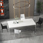 Modern Rectangle Dining Table Sintered Stone Top 4 Metal Legs Dining Room Table Clearhalo 'Dining Tables & Seating' 'Dining Tables' 'dining_table' 'furn' 'furn_dining_table' 'Furniture' 'Kitchen & Dining Furniture' 5186033