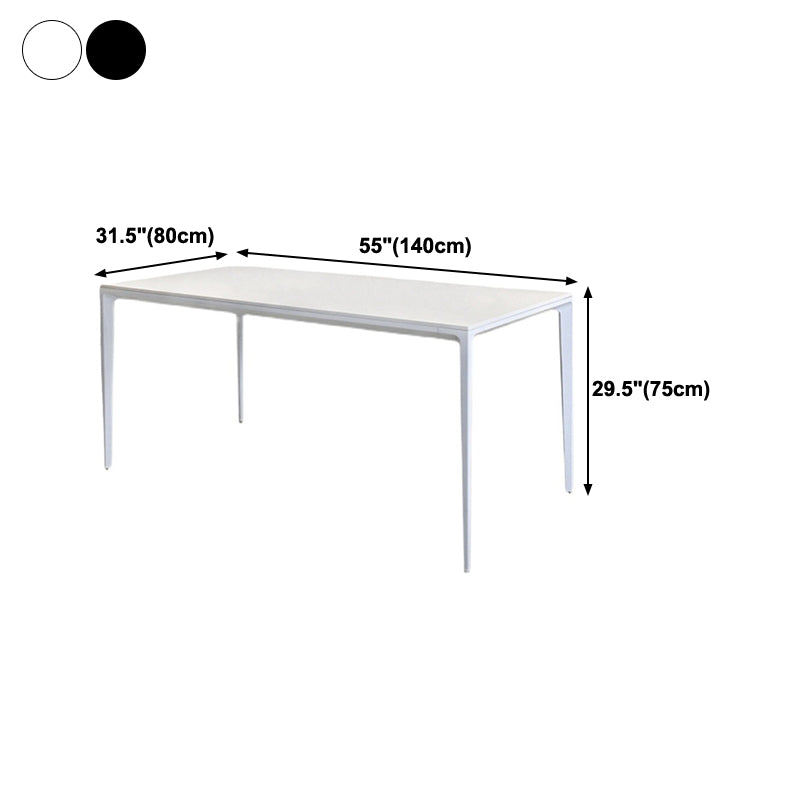 Modern Rectangle Dining Table Sintered Stone Top 4 Metal Legs Dining Room Table Clearhalo 'Dining Tables & Seating' 'Dining Tables' 'dining_table' 'furn' 'furn_dining_table' 'Furniture' 'Kitchen & Dining Furniture' 5186036