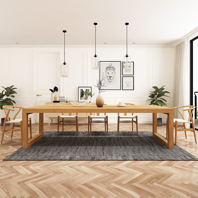 Table du site de salle à manger en bois massif moderne Rectangle Table à manger de base de traîneau en naturel