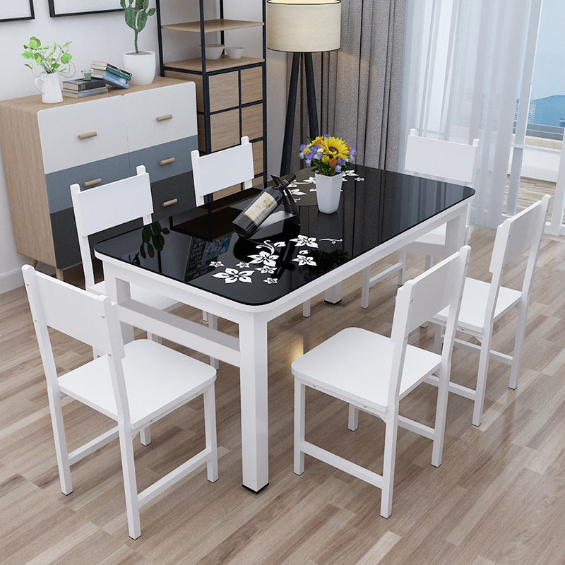 Modern White in Glass Counter Table Rectangle Dining Table for Kitchen Black Without Chairs Clearhalo 'Dining Tables & Seating' 'Dining Tables' 'dining_table' 'furn' 'furn_dining_table' 'Furniture' 'Kitchen & Dining Furniture' 5186086