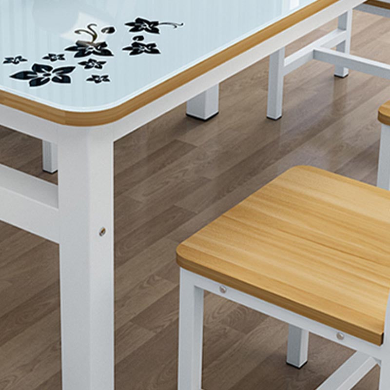 Modern White in Glass Counter Table Rectangle Dining Table for Kitchen Clearhalo 'Dining Tables & Seating' 'Dining Tables' 'dining_table' 'furn' 'furn_dining_table' 'Furniture' 'Kitchen & Dining Furniture' 5186093