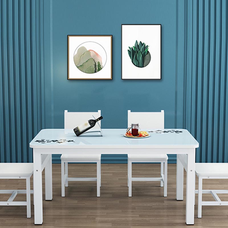 Modern White in Glass Counter Table Rectangle Dining Table for Kitchen Clearhalo 'Dining Tables & Seating' 'Dining Tables' 'dining_table' 'furn' 'furn_dining_table' 'Furniture' 'Kitchen & Dining Furniture' 5186095