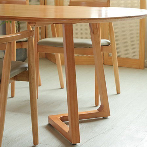 Table de salle de repas ovale en bois naturel moderne Table à manger de base en bois pour le salon