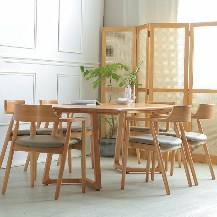Table de salle de repas ovale en bois naturel moderne Table à manger de base en bois pour le salon