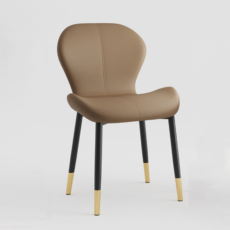 Indoor Modern Upholstered Dining Chair Matte Finish Solid Back Side Chair