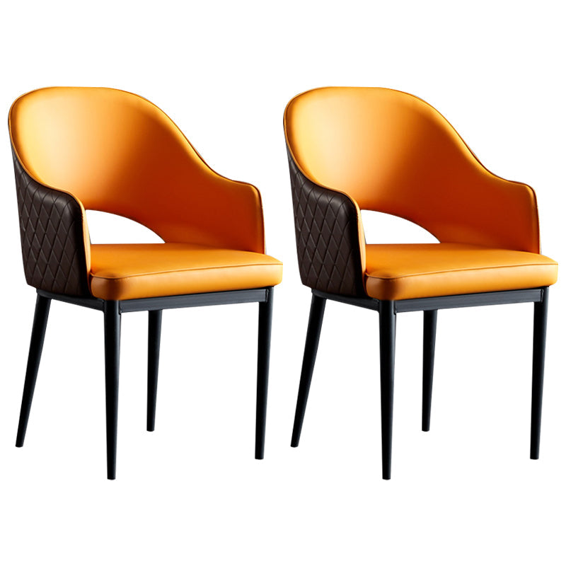 Industrial Dining Room Side Chairs Kitchen Open Back Chair with Arm Orange 2 Piece Set Clearhalo 'Dining Chairs' 'Dining Tables & Seating' 'dining_chair' 'furn' 'furn_dining_chair' 'Furniture' 'Kitchen & Dining Furniture' 5186273