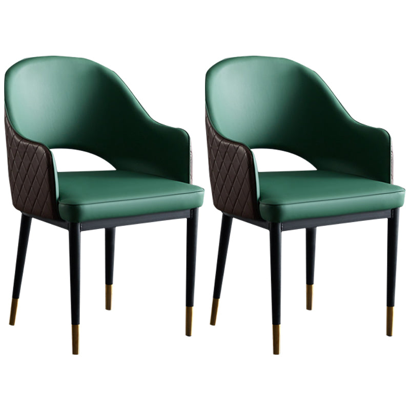 Industrial Dining Room Side Chairs Kitchen Open Back Chair with Arm Green Gold 2 Piece Set Clearhalo 'Dining Chairs' 'Dining Tables & Seating' 'dining_chair' 'furn' 'furn_dining_chair' 'Furniture' 'Kitchen & Dining Furniture' 5186282