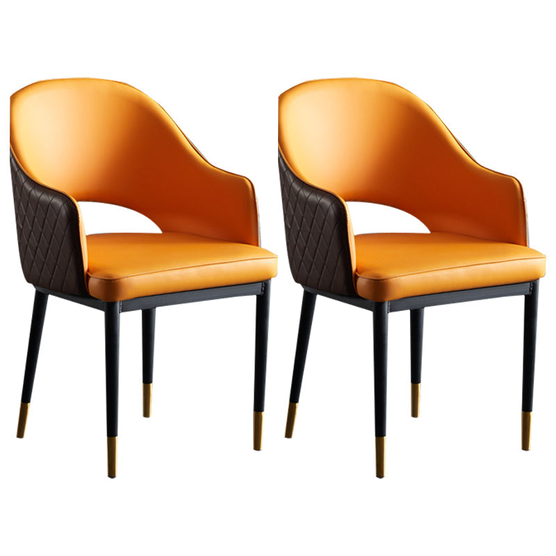 Industrial Dining Room Side Chairs Kitchen Open Back Chair with Arm Orange Gold 2 Piece Set Clearhalo 'Dining Chairs' 'Dining Tables & Seating' 'dining_chair' 'furn' 'furn_dining_chair' 'Furniture' 'Kitchen & Dining Furniture' 5186284