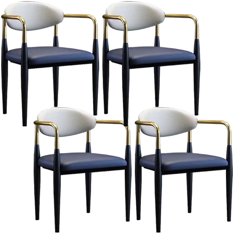 Industrial Dining Room Arm Chairs Metal Open Chair for Kitchen Blue 4 Piece Set Clearhalo 'Dining Chairs' 'Dining Tables & Seating' 'dining_chair' 'furn' 'furn_dining_chair' 'Furniture' 'Kitchen & Dining Furniture' 5186342