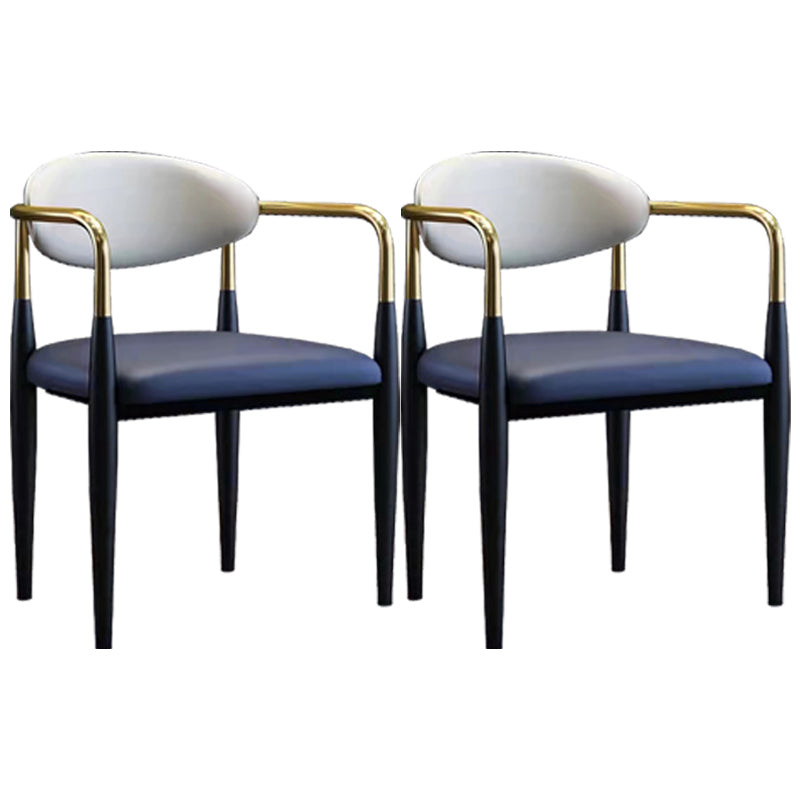 Industrial Dining Room Arm Chairs Metal Open Chair for Kitchen Blue 2 Piece Set Clearhalo 'Dining Chairs' 'Dining Tables & Seating' 'dining_chair' 'furn' 'furn_dining_chair' 'Furniture' 'Kitchen & Dining Furniture' 5186345