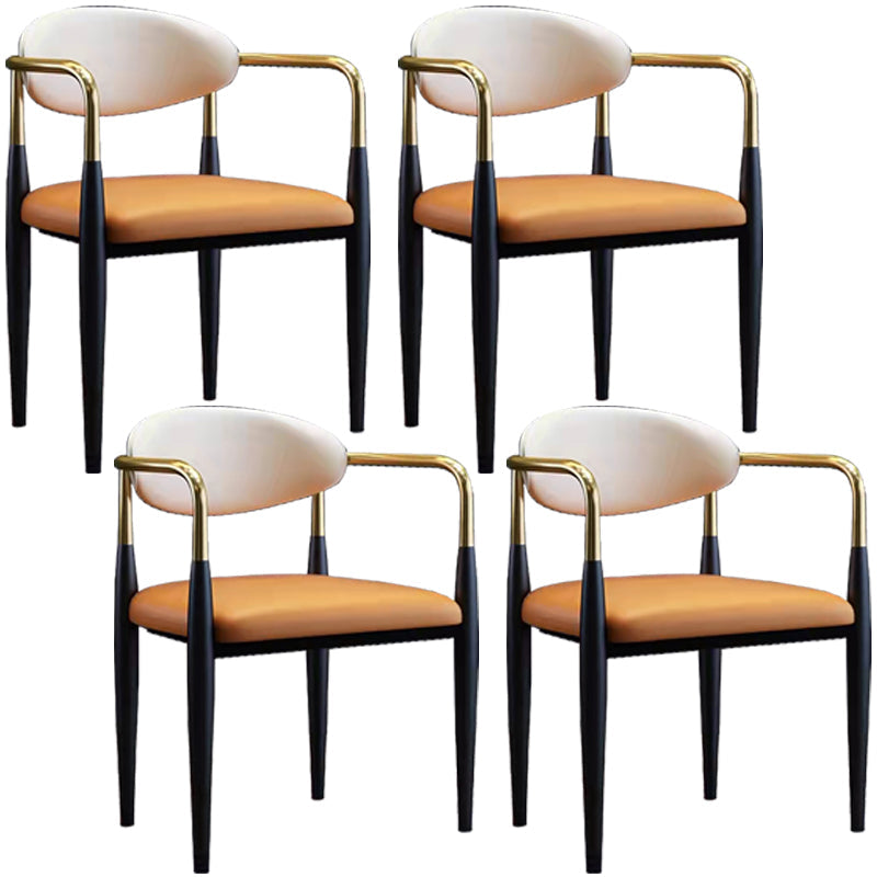 Industrial Dining Room Arm Chairs Metal Open Chair for Kitchen Orange 4 Piece Set Clearhalo 'Dining Chairs' 'Dining Tables & Seating' 'dining_chair' 'furn' 'furn_dining_chair' 'Furniture' 'Kitchen & Dining Furniture' 5186348
