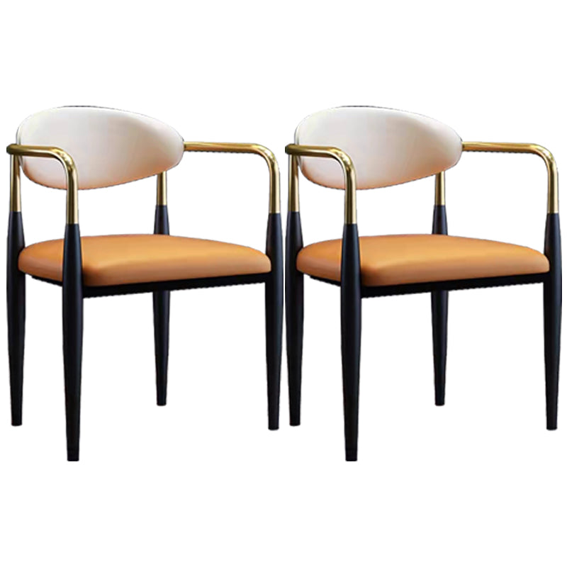 Industrial Dining Room Arm Chairs Metal Open Chair for Kitchen Orange 2 Piece Set Clearhalo 'Dining Chairs' 'Dining Tables & Seating' 'dining_chair' 'furn' 'furn_dining_chair' 'Furniture' 'Kitchen & Dining Furniture' 5186351