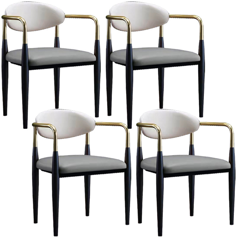 Industrial Dining Room Arm Chairs Metal Open Chair for Kitchen Grey 4 Piece Set Clearhalo 'Dining Chairs' 'Dining Tables & Seating' 'dining_chair' 'furn' 'furn_dining_chair' 'Furniture' 'Kitchen & Dining Furniture' 5186353