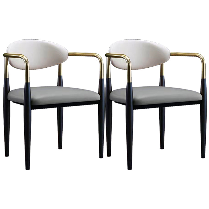 Industrial Dining Room Arm Chairs Metal Open Chair for Kitchen Grey 2 Piece Set Clearhalo 'Dining Chairs' 'Dining Tables & Seating' 'dining_chair' 'furn' 'furn_dining_chair' 'Furniture' 'Kitchen & Dining Furniture' 5186357