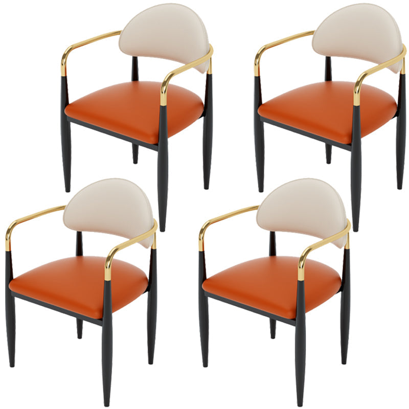 Modern Style Dining Chair Leather Open Back Arm Chair for Dining Room Orange 4 Piece Set Clearhalo 'Dining Chairs' 'Dining Tables & Seating' 'dining_chair' 'furn' 'furn_dining_chair' 'Furniture' 'Kitchen & Dining Furniture' 5186512