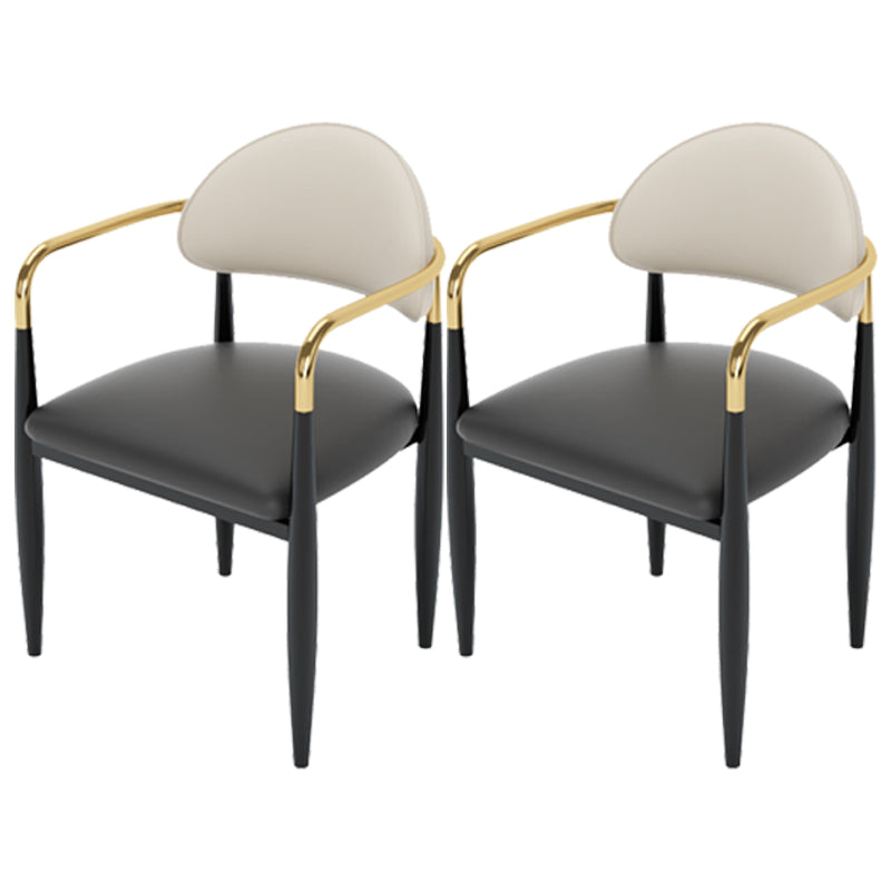 Modern Style Dining Chair Leather Open Back Arm Chair for Dining Room Grey 2 Piece Set Clearhalo 'Dining Chairs' 'Dining Tables & Seating' 'dining_chair' 'furn' 'furn_dining_chair' 'Furniture' 'Kitchen & Dining Furniture' 5186521