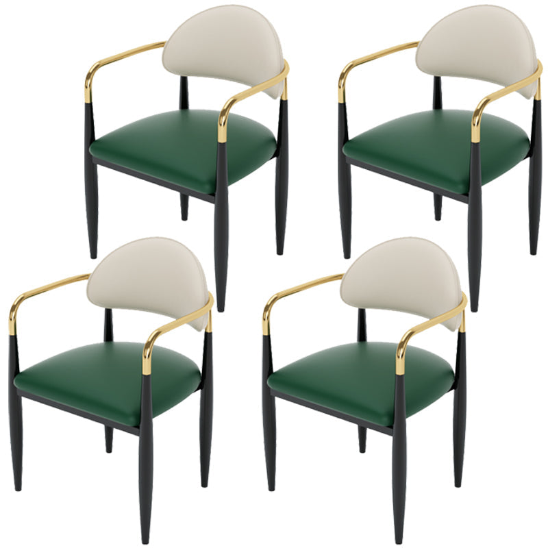 Modern Style Dining Chair Leather Open Back Arm Chair for Dining Room Green 4 Piece Set Clearhalo 'Dining Chairs' 'Dining Tables & Seating' 'dining_chair' 'furn' 'furn_dining_chair' 'Furniture' 'Kitchen & Dining Furniture' 5186524
